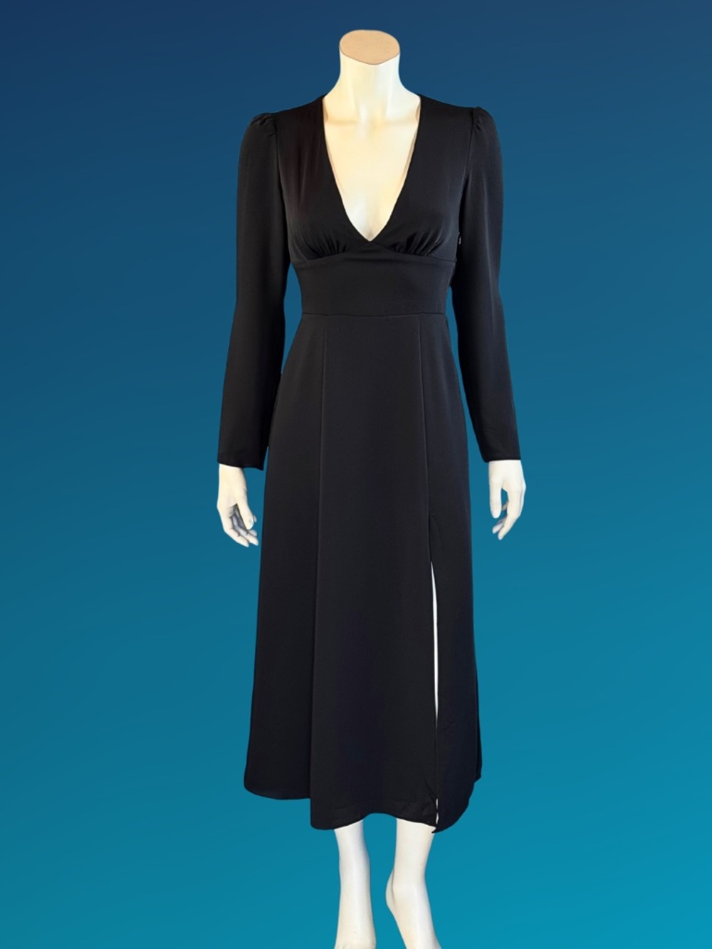 Wilfred Black Deep V Witchy Long Sleeve Maxi Dress